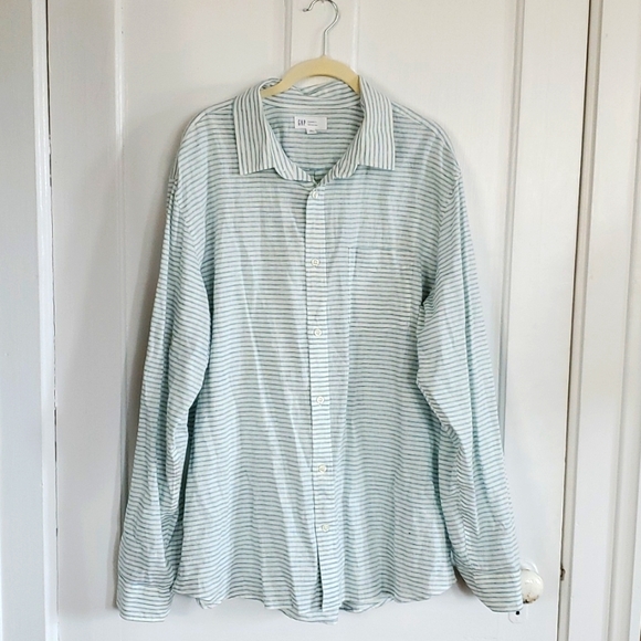 Men's GAP standard fit Made with Linen striped shirt XL - Picture 2 of 6